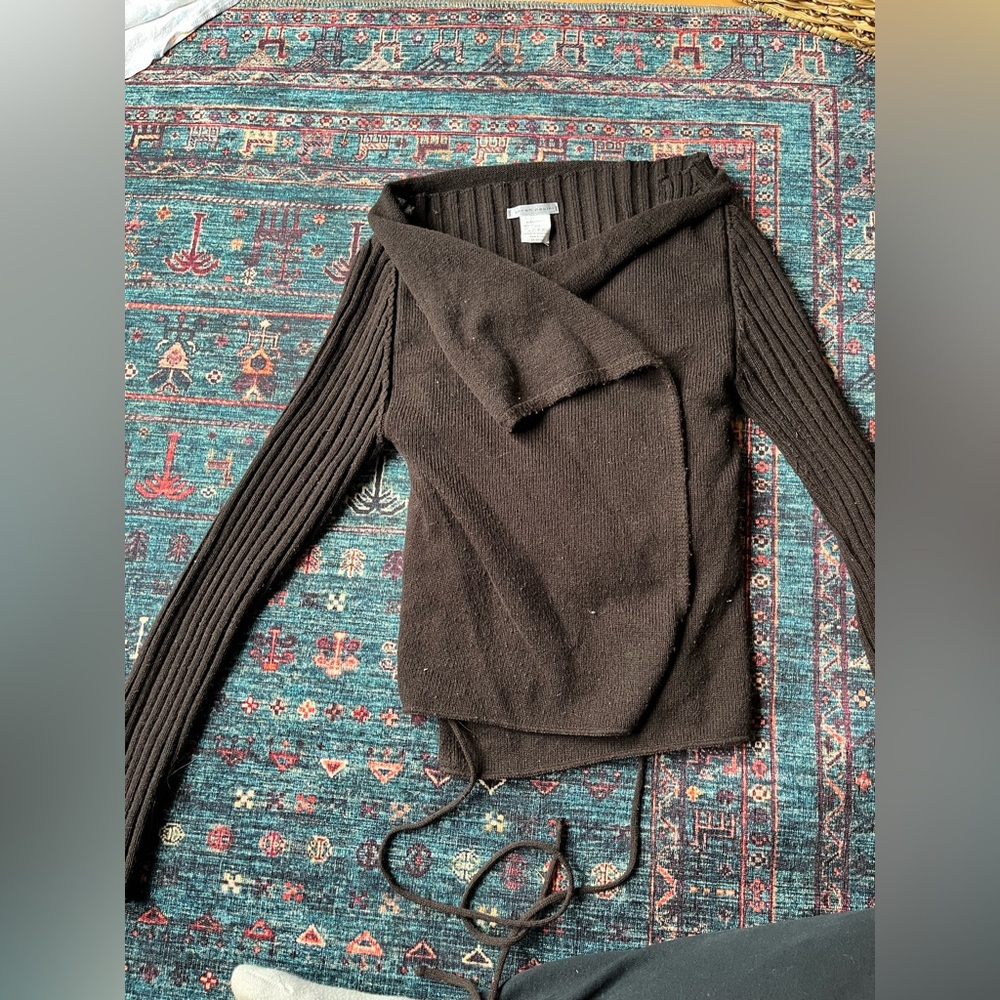 Sarah Pacini Brown Ribbed Knit Sweater